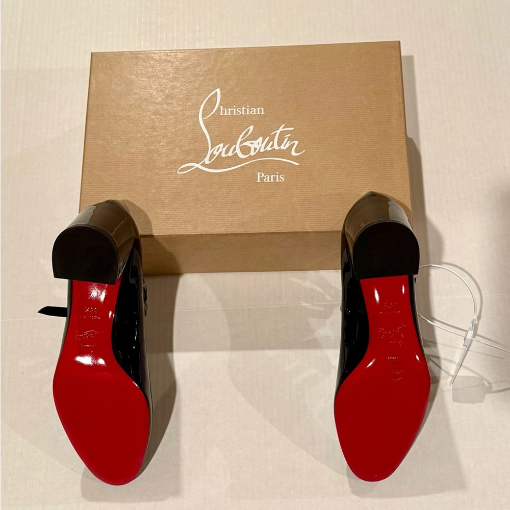 Christian Louboutin Black Patent Mary Jane Heels with Red Soles - Picture 5 of 5
